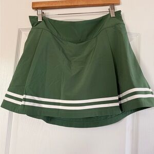 CALIA by Carrie Underwood Green Skater Skirt with White Stripes